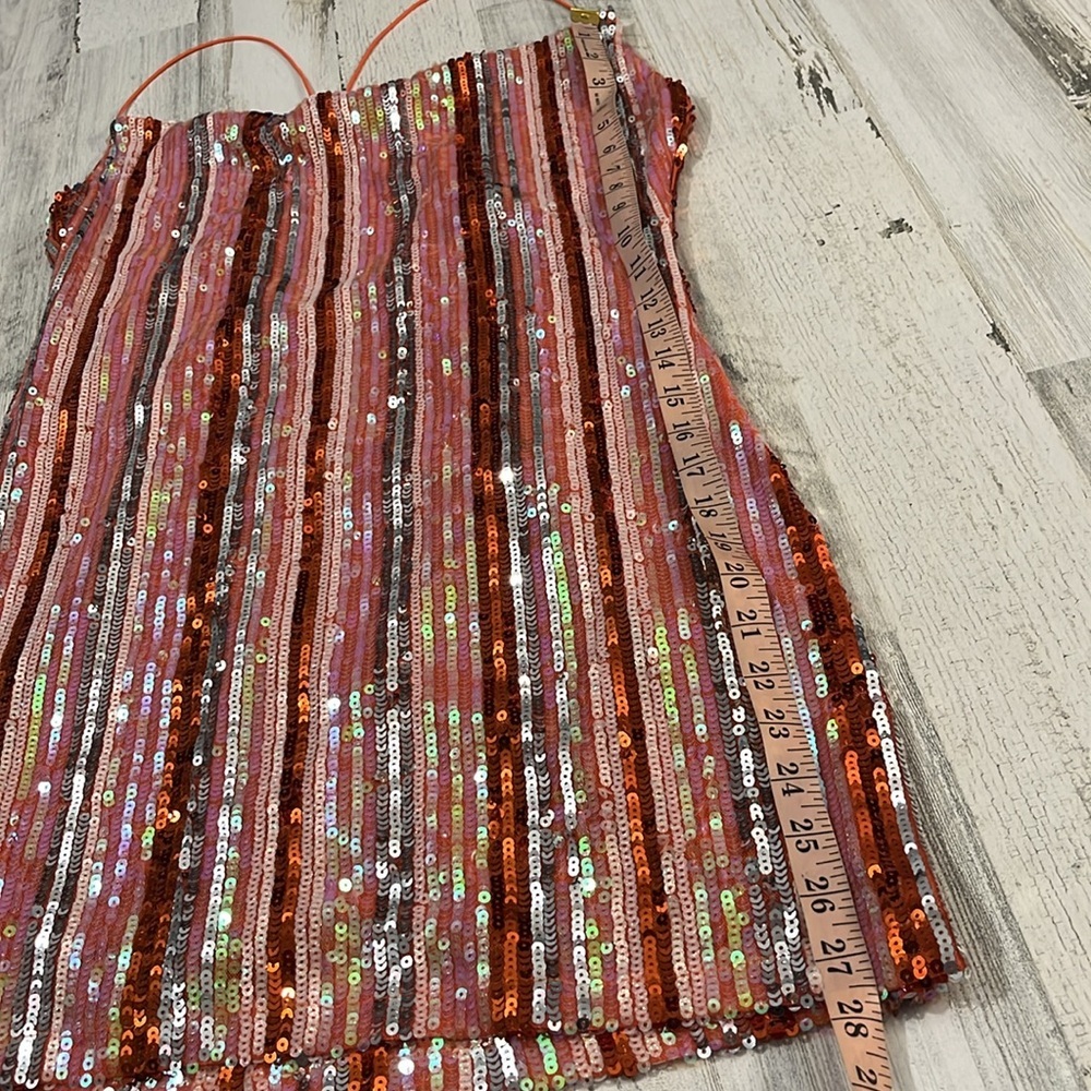 Pretty Garbage Orange Sequin Dress Size Large.  NWT - Picture 10 of 13